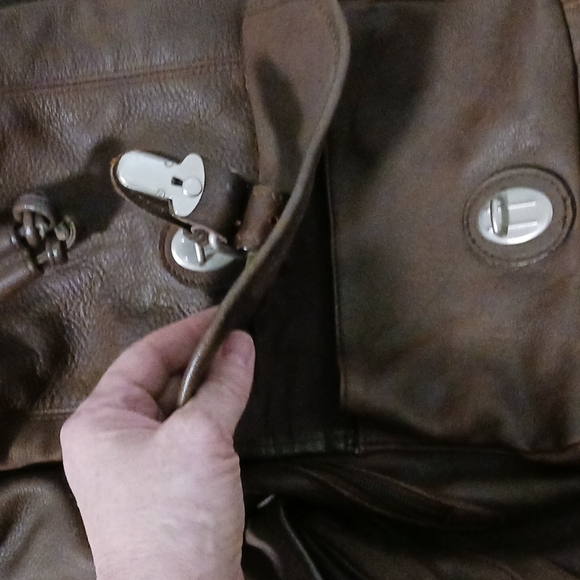 Unisex Brown leather Backpack lined - Picture 9 of 12